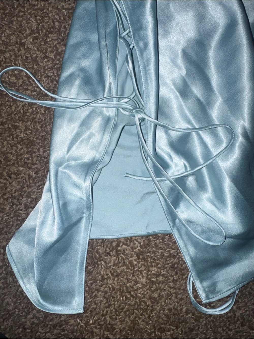 Victoria’s Secret Satin Slip Dress with Side Lace-Up Straps - Light Blue - Picture 5 of 5